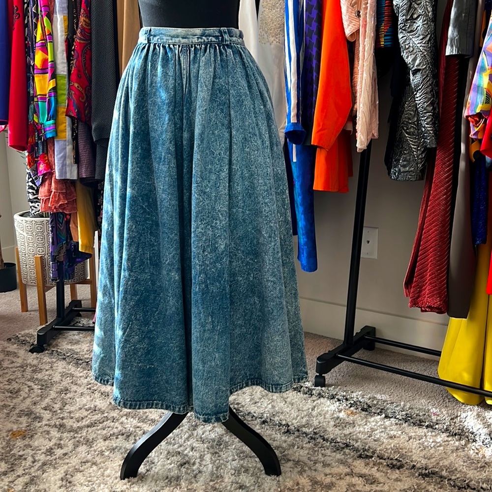 Vintage Denim Pleated Skirt